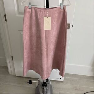 Milano Dusty Rose A-Line Suede Midi Skirt